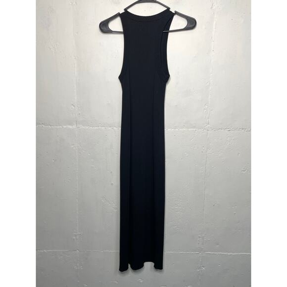 WSLY Black Ribbed Midi Dress Sleeveless Size Small - Picture 6 of 9